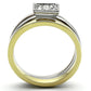TK1277 - Three Tone (IP Gold & IP Rose Gold & High Polished) Stainless Steel Ring with Top Grade Crystal  in Clear-2