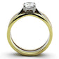 TK1278 - Three Tone (IP Gold & IP Rose Gold & High Polished) Stainless Steel Ring with AAA Grade CZ  in Clear-2
