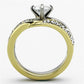 TK1280 - Two-Tone IP Gold (Ion Plating) Stainless Steel Ring with AAA Grade CZ  in Clear-2