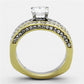 TK1284 - Two-Tone IP Gold (Ion Plating) Stainless Steel Ring with AAA Grade CZ  in Clear-2