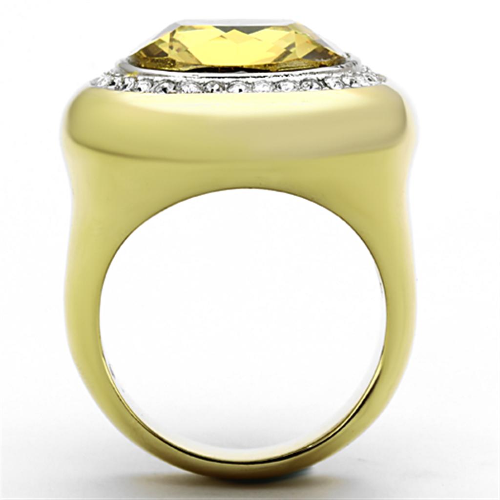 TK1285 - Two-Tone IP Gold (Ion Plating) Stainless Steel Ring with Synthetic Synthetic Glass in Topaz-2