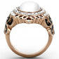 TK1286 - IP Rose Gold(Ion Plating) Stainless Steel Ring with Synthetic Cat Eye in White-2