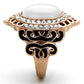 TK1286 - IP Rose Gold(Ion Plating) Stainless Steel Ring with Synthetic Cat Eye in White-3