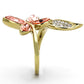 TK1288 - IP Gold(Ion Plating) Stainless Steel Ring with Top Grade Crystal  in Light Peach-3
