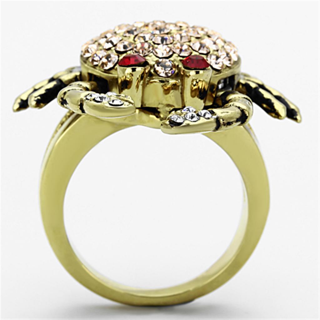 TK1290 - IP Gold(Ion Plating) Stainless Steel Ring with Top Grade Crystal  in Multi Color-2
