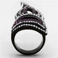 TK1293 - IP Black(Ion Plating) Stainless Steel Ring with Top Grade Crystal  in Multi Color-2