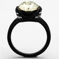 TK1298 - IP Black(Ion Plating) Stainless Steel Ring with Top Grade Crystal  in Light Smoked-2