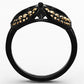 TK1299 - IP Black(Ion Plating) Stainless Steel Ring with Top Grade Crystal  in Metallic Light Gold-2