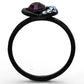 TK1300 - IP Black(Ion Plating) Stainless Steel Ring with Top Grade Crystal  in Amethyst-2