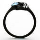 TK1302 - IP Black(Ion Plating) Stainless Steel Ring with Top Grade Crystal  in Sea Blue-2