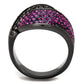 TK1303LJ - IP Light Black  (IP Gun) Stainless Steel Ring with Top Grade Crystal  in Light Peach-2