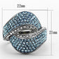 TK1303 - High polished (no plating) Stainless Steel Ring with Top Grade Crystal  in Sea Blue-1
