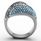TK1303 - High polished (no plating) Stainless Steel Ring with Top Grade Crystal  in Sea Blue-2