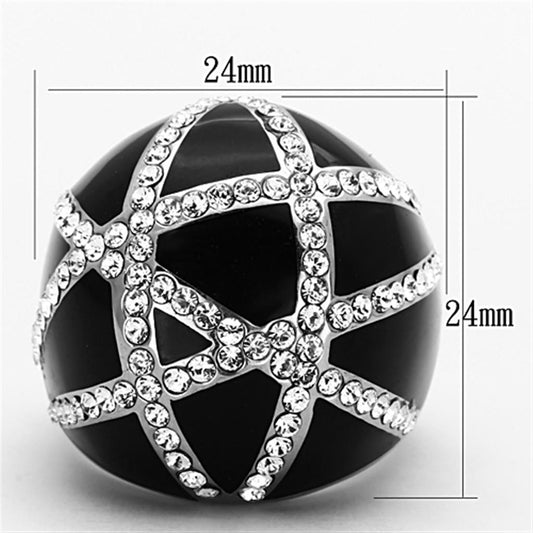 TK1306 - High polished (no plating) Stainless Steel Ring with Top Grade Crystal  in Clear-1