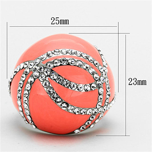 TK1307 - High polished (no plating) Stainless Steel Ring with Top Grade Crystal  in Clear-1