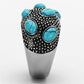 TK1308 - High polished (no plating) Stainless Steel Ring with Synthetic Turquoise in Sea Blue-3