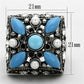 TK1309 - High polished (no plating) Stainless Steel Ring with Synthetic Turquoise in Sea Blue-1