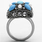 TK1309 - High polished (no plating) Stainless Steel Ring with Synthetic Turquoise in Sea Blue-2