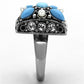 TK1309 - High polished (no plating) Stainless Steel Ring with Synthetic Turquoise in Sea Blue-3