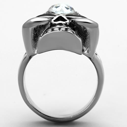 TK1313 - High polished (no plating) Stainless Steel Ring with Top Grade Crystal  in Clear-2