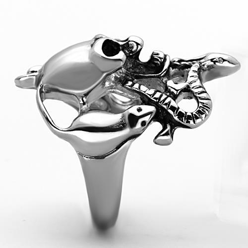 TK1315 - High polished (no plating) Stainless Steel Ring with Epoxy  in Jet-4