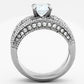TK1318 - High polished (no plating) Stainless Steel Ring with AAA Grade CZ  in Clear-2