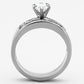 TK1319 - High polished (no plating) Stainless Steel Ring with AAA Grade CZ  in Clear-2