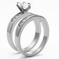 TK1319 - High polished (no plating) Stainless Steel Ring with AAA Grade CZ  in Clear-3