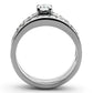 TK1321 - High polished (no plating) Stainless Steel Ring with AAA Grade CZ  in Clear-2