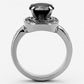 TK1322 - High polished (no plating) Stainless Steel Ring with AAA Grade CZ  in Black Diamond-2