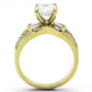 TK1323 - IP Gold(Ion Plating) Stainless Steel Ring with AAA Grade CZ  in Clear-2