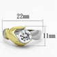 TK1324 - Two-Tone IP Gold (Ion Plating) Stainless Steel Ring with AAA Grade CZ  in Clear-1