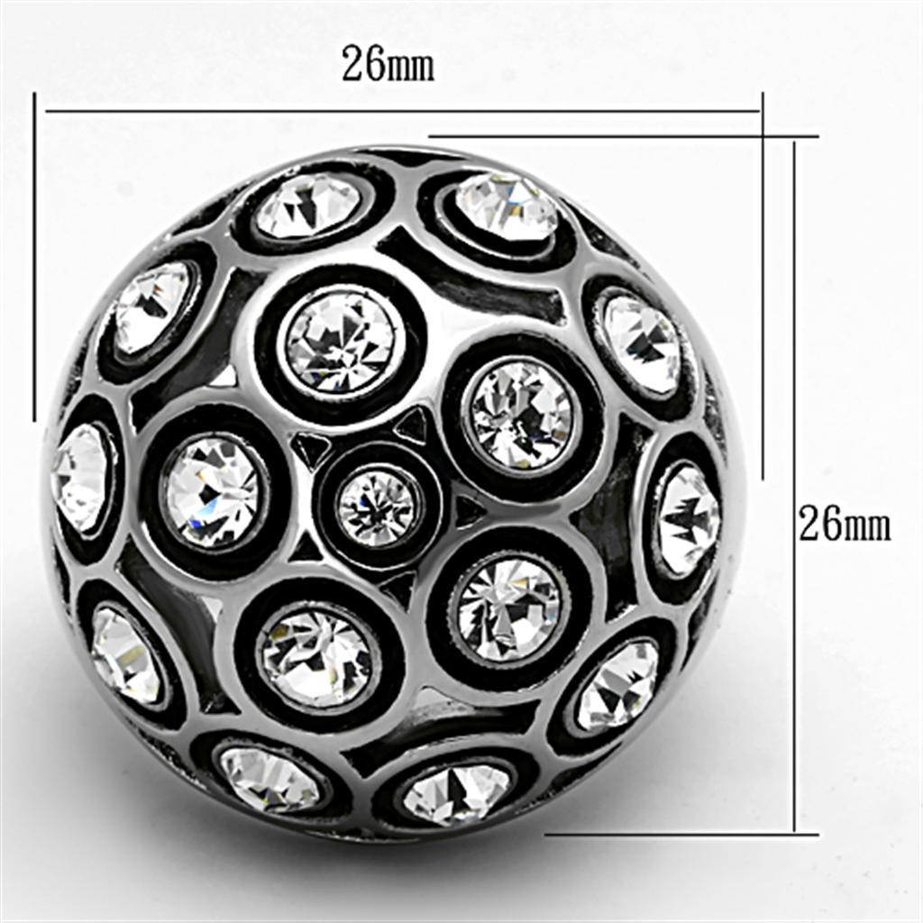 TK1325 - High polished (no plating) Stainless Steel Ring with Top Grade Crystal  in Clear-1