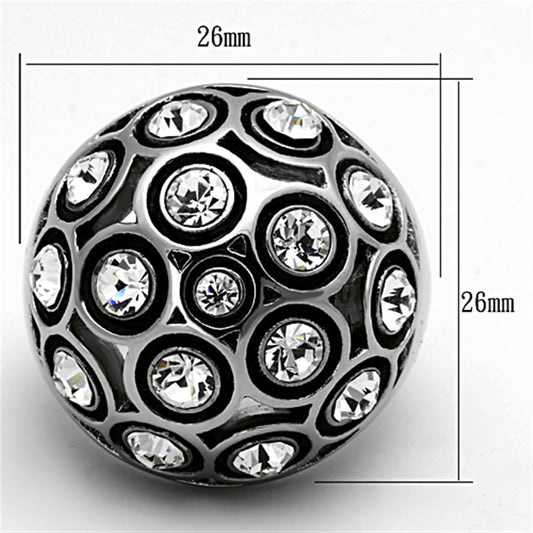 TK1325 - High polished (no plating) Stainless Steel Ring with Top Grade Crystal  in Clear-1