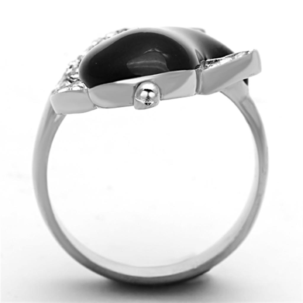 TK1326 - High polished (no plating) Stainless Steel Ring with Top Grade Crystal  in Clear-2