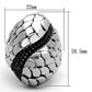 TK1327 - High polished (no plating) Stainless Steel Ring with Top Grade Crystal  in Jet-1