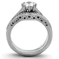 TK1330 - High polished (no plating) Stainless Steel Ring with AAA Grade CZ  in Clear-2
