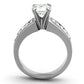 TK1332 - High polished (no plating) Stainless Steel Ring with AAA Grade CZ  in Clear-2