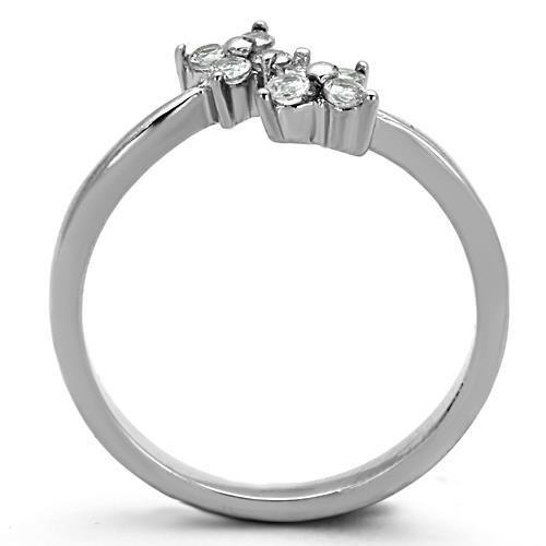 TK1333 - High polished (no plating) Stainless Steel Ring with AAA Grade CZ  in Clear-2