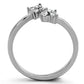 TK1333 - High polished (no plating) Stainless Steel Ring with AAA Grade CZ  in Clear-2