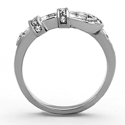 TK1334 - High polished (no plating) Stainless Steel Ring with Top Grade Crystal  in Clear-2