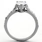 TK1337 - High polished (no plating) Stainless Steel Ring with AAA Grade CZ  in Clear-2