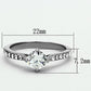 TK1339 - High polished (no plating) Stainless Steel Ring with AAA Grade CZ  in Clear-1