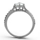 TK1339 - High polished (no plating) Stainless Steel Ring with AAA Grade CZ  in Clear-2