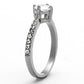 TK1339 - High polished (no plating) Stainless Steel Ring with AAA Grade CZ  in Clear-3