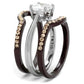 TK1343PC - Two Tone IP Dark Brown (IP coffee) Stainless Steel Ring with AAA Grade CZ  in Clear-3