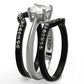 TK1343 - Two-Tone IP Black Stainless Steel Ring with AAA Grade CZ  in Clear-3