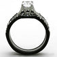 TK1344 - Two-Tone IP Black Stainless Steel Ring with AAA Grade CZ  in Clear-2
