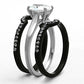 TK1344 - Two-Tone IP Black Stainless Steel Ring with AAA Grade CZ  in Clear-3