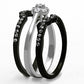 TK1345 - Two-Tone IP Black Stainless Steel Ring with AAA Grade CZ  in Clear-3